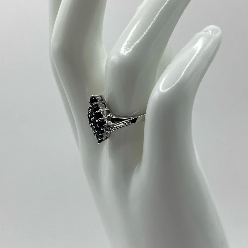 1.00 CT Natural Blue Sapphire Custom Sterling Silver Ring - Picture 5 of 6